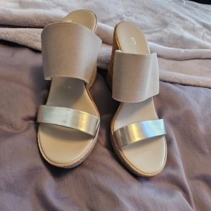 Wedge slip on sandal